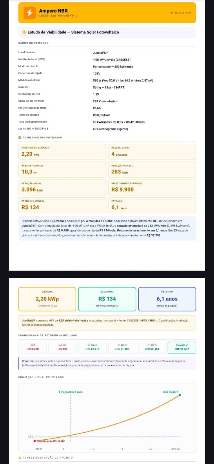 PDF de estudo solar fotovoltaico com payback
