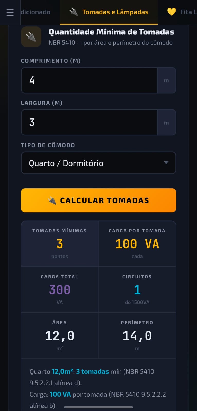 Ferramenta de tomadas e lâmpadas